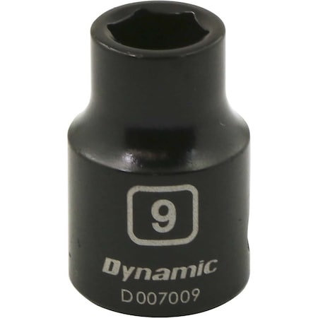 Dynamic 3/8" Drive Standard Socket, Black Phosphate, Tools 3/8" Drive 6 Point Metric, 9mm Standard Length D007009